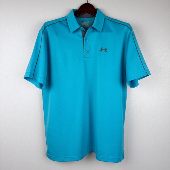Under Armour Men's Performance Short Sleeve Polo Shirt Blue Size L - Picture 1 of 6